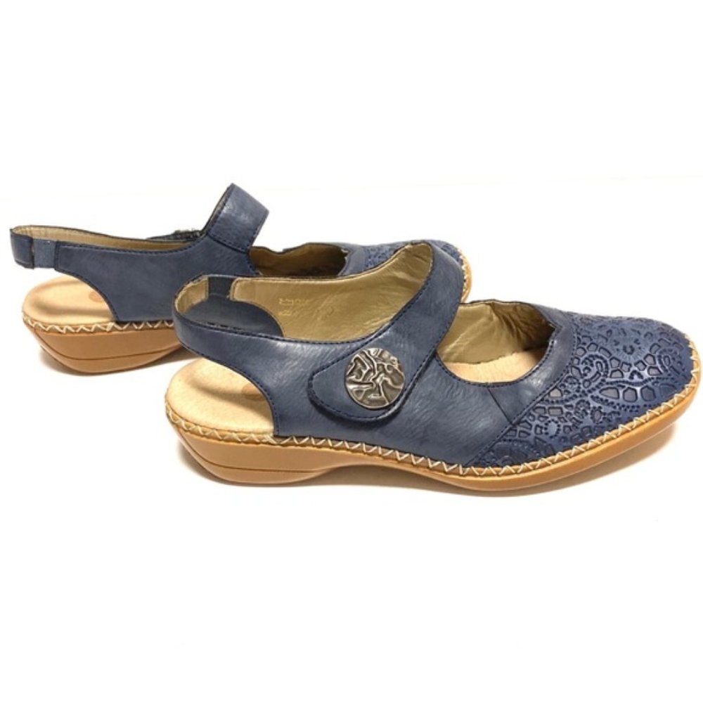 Remonte women's blue leather sling back shoes